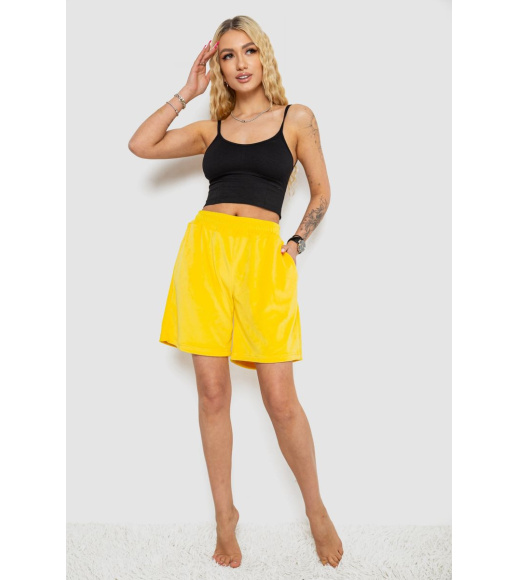Шорты женские велюровые, цвет желтый, 238R106