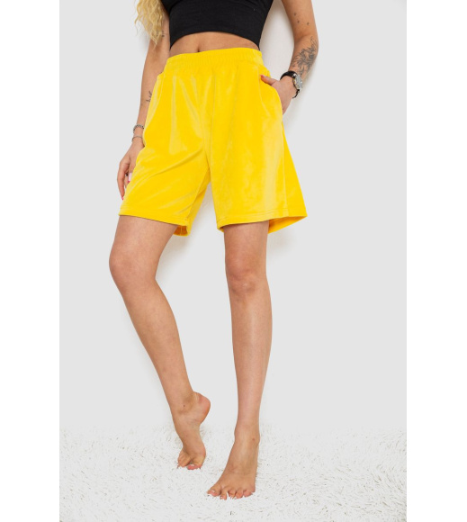 Шорты женские велюровые, цвет желтый, 238R106