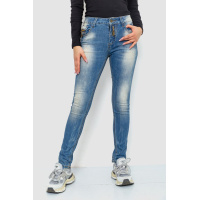 Джинсы женские с потертостями, цвет синий, 244RS03