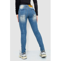 Джинсы женские с потертостями, цвет синий, 244RS03