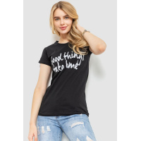 Футболка женская с принтом, цвет черный, 221R3007