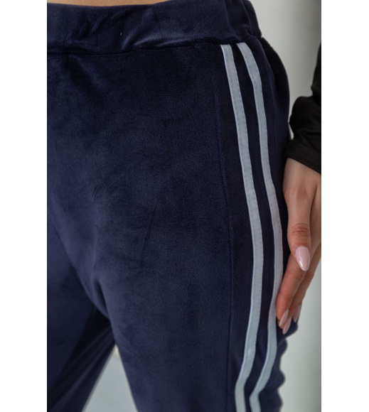 Спорт штаны женские велюровые, цвет темно-синий, 244R5576