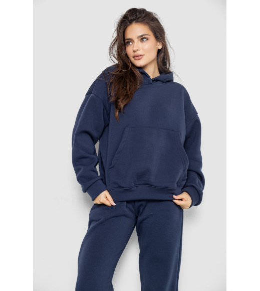 Спортивный костюм женский на флисе, цвет темно-синий, 241R2001-2