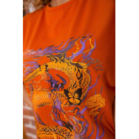 Вільна жіноча футболка з принтом, колір Теракотовий, 117R1023