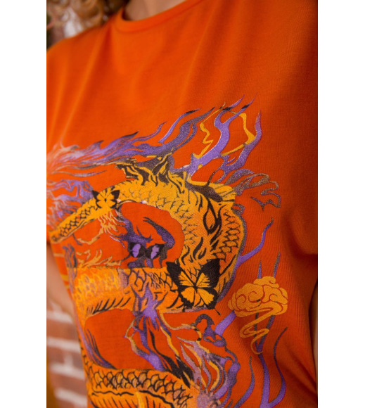 Свободная женская футболка с принтом, цвет Терракотовый, 117R1023