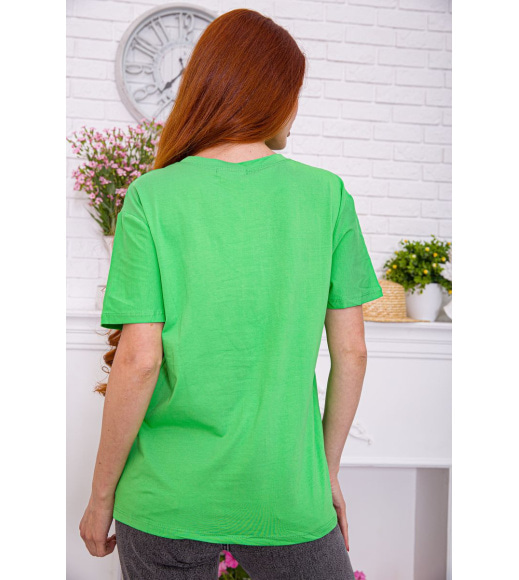 Женская салатовая футболка, с принтом, 198R012