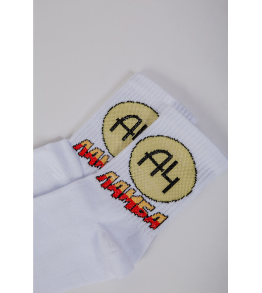Мужские носки, белого цвета с принтом, 151R105