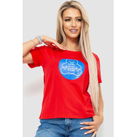 Футболка женская с принтом, цвет красный, 221R3009