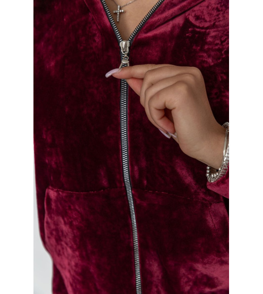 Спортивный костюм женский велюровый, цвет бордовый, 236R701