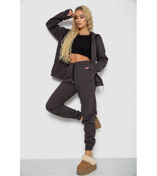 Спорт костюм женский на флисе, цвет темно-серый, 244R7777