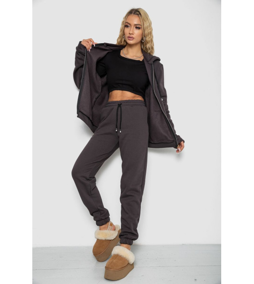 Спорт костюм женский на флисе, цвет темно-серый, 244R7777