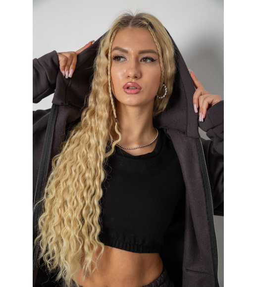 Спорт костюм женский на флисе, цвет темно-серый, 244R7777