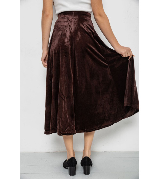 Юбка бархатная годе, цвет коричневый, 167R375