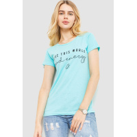 Футболка женская с принтом, цвет бирюзовый, 221R3001-1