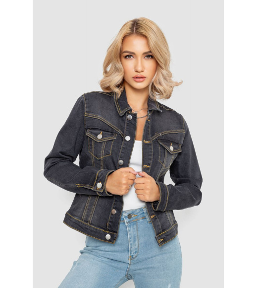 Куртка женская джинсовая однотонная, цвет серый, 247R030-1