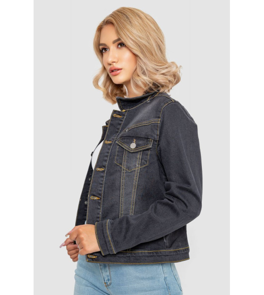 Куртка женская джинсовая однотонная, цвет серый, 247R030-1