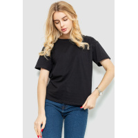 Футболка женская однотонная, цвет черный, 221R006