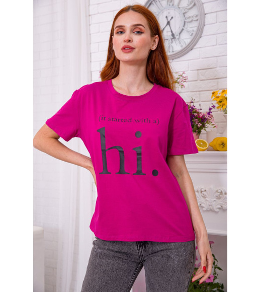 Женская футболка, цвета фуксии с принтом, 198R001