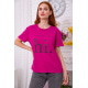 Жіноча футболка, кольору фуксії з принтом, 198R001