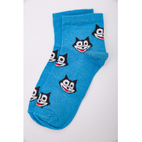 Женские носки, голубого цвета с принтом, средней длины, 167R346