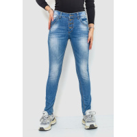 Джинсы женские с потертостями, цвет синий, 244RS01