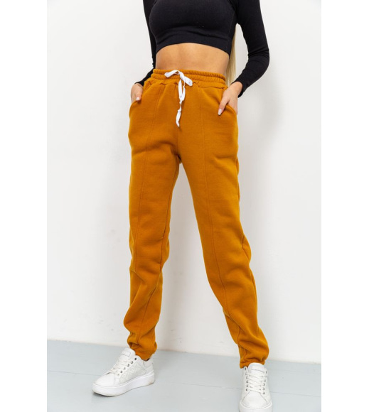 Спортивні штани жіночі на флісі, колір світло-коричневий, 119R167