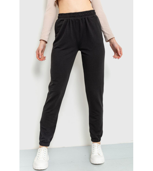 Спортивные штаны женские двухнитка, цвет черный, 102R292