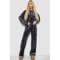 Спорт костюм женский велюровый свободного кроя, цвет темно-серый, 241R2001-20