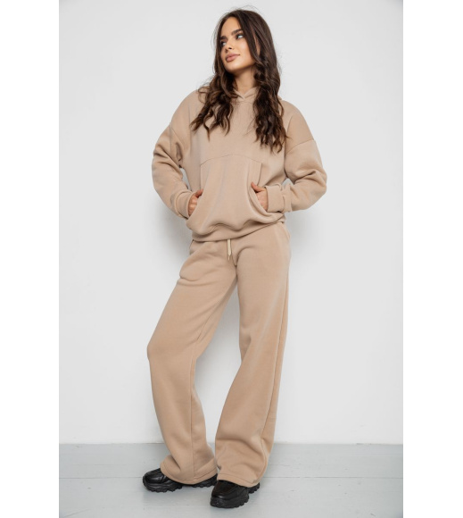 Спортивный костюм женский на флисе, цвет светло-бежевый, 241R2001-2