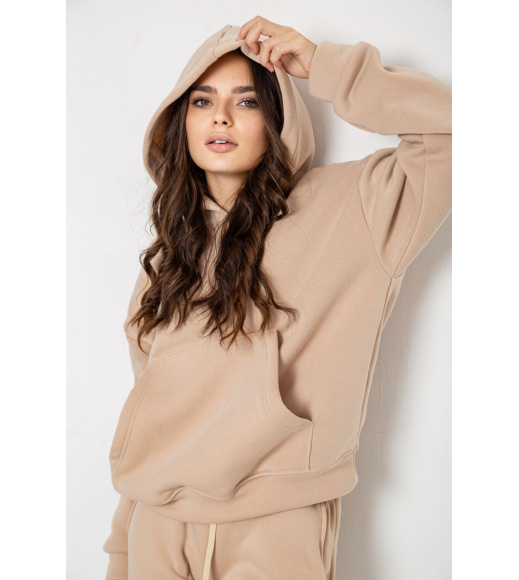 Спортивный костюм женский на флисе, цвет светло-бежевый, 241R2001-2