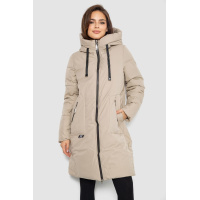 Пуховик женский удлиненный, цвет бежевый, 243R2307
