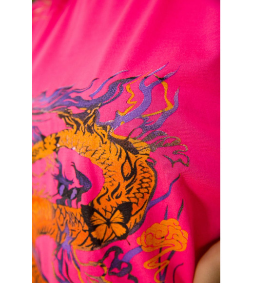 Вільна жіноча футболка з принтом, колір Рожевий, 117R1023