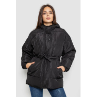 Куртка женская демисезонная с поясом, цвет черный, 207R005