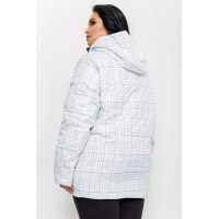 Куртка женская в клетку демисезонная батал, цвет белый, 224RP036