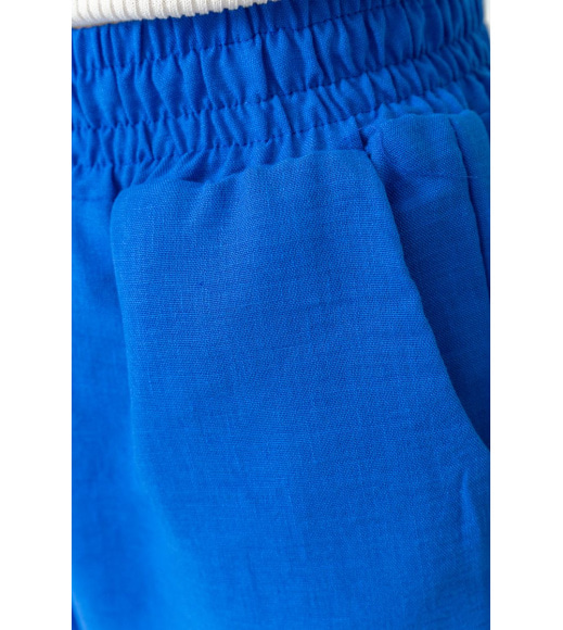 Шорты женские свободного кроя ткань лен, цвет электрик, 177R023
