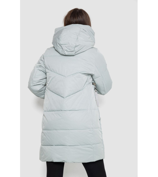 Пуховик подовжений жіночий, колір світло-оливковий, 243R335