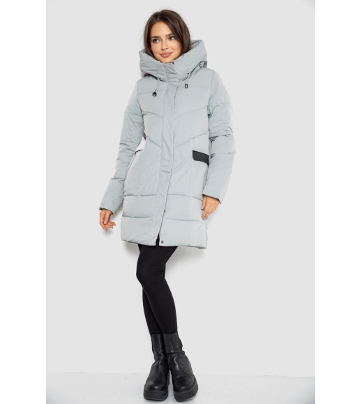 Пуховик подовжений жіночий, колір світло-оливковий, 243R335