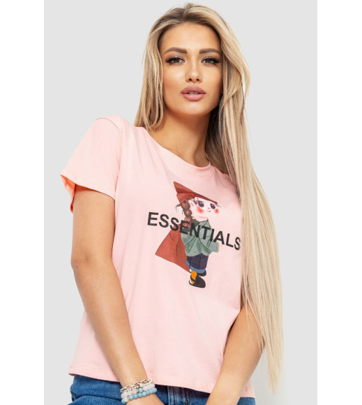 Футболка женская с принтом, цвет розовый, 221R3016