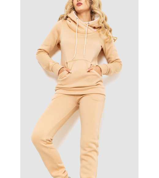 Спорт костюм женский на флисе, цвет светло-бежевый, 102R016-1
