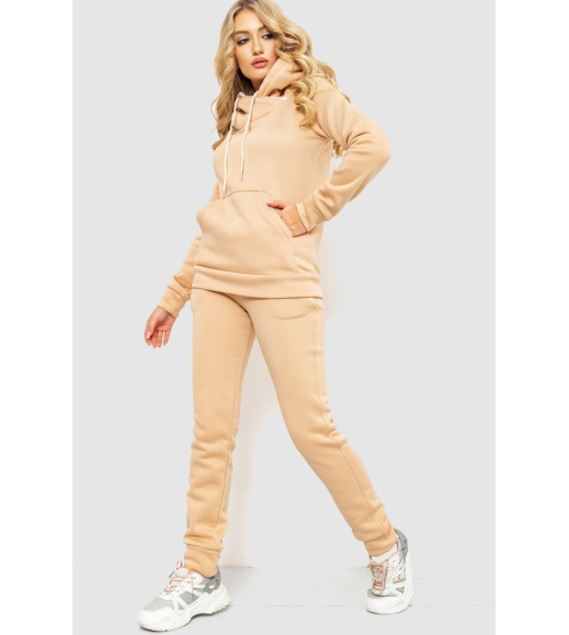 Спорт костюм женский на флисе, цвет светло-бежевый, 102R016-1