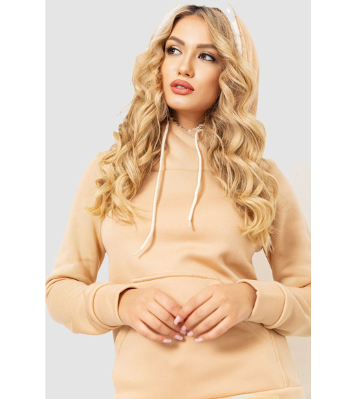 Спорт костюм женский на флисе, цвет светло-бежевый, 102R016-1