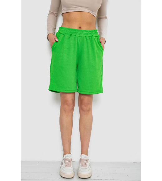 Шорты женские в рубчик, цвет зеленый, 238R110