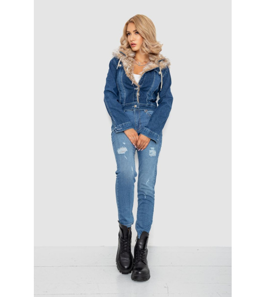 Джинсовая куртка женская короткая, цвет синий, 247R9029
