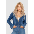 Джинсовая куртка женская короткая, цвет синий, 247R9029