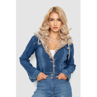 Джинсовая куртка женская короткая, цвет синий, 247R9029