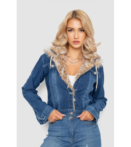 Джинсовая куртка женская короткая, цвет синий, 247R9029