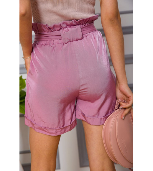 Жіночі шорти на резинці, з поясом, колір Сливовий, 102R305