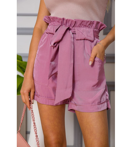 Женские шорты на резинке, с поясом, цвет Сливовый, 102R305