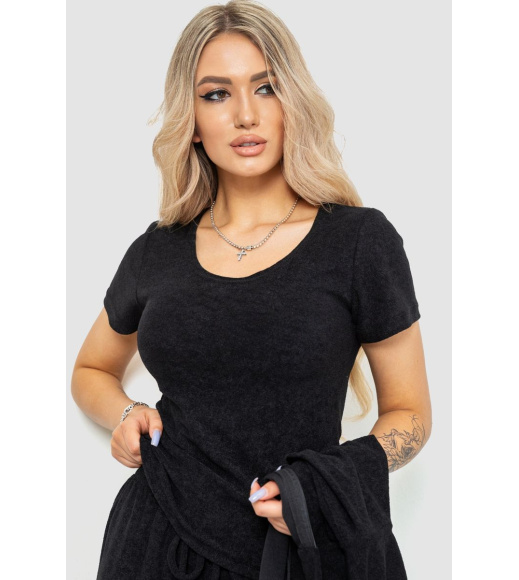 Спорт костюм женский махровый тройка, цвет черный, 102R5250