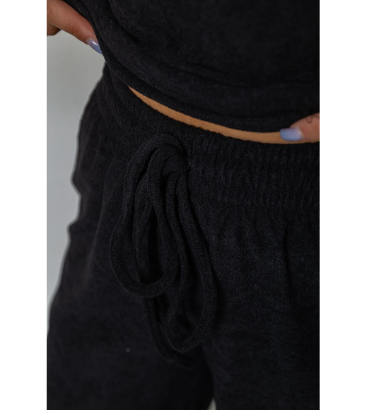 Спорт костюм женский махровый тройка, цвет черный, 102R5250